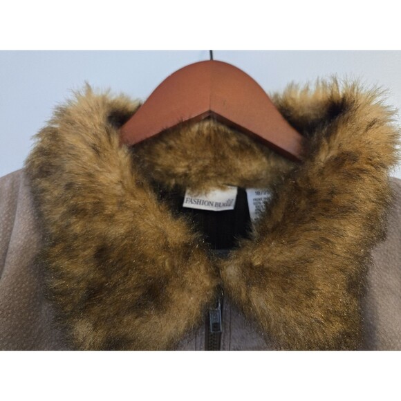 Fashion Bug Coat Womens Plus 18/20 Faux Fur Brown Leather Suede Goblincore Y2K - Picture 4 of 8